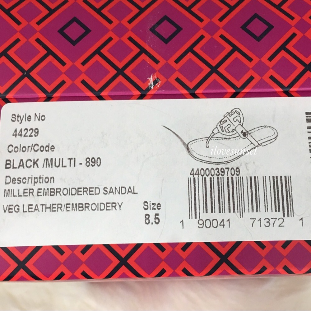 {Tory Burch} RARE Black Embroidered Miller Sandals - Picture 6 of 6